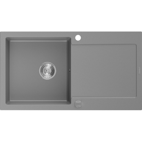 Mexen Leo gránit mosogató 1 rekeszes, csepegtetővel 900 x 500 mm, szürke, króm szifon - 6501901010-71