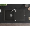 Mexen Leo gránit mosogató 1-medencés csepegtetővel 900 x 500 mm, fekete/arany metál, króm szifon - 6501901010-75