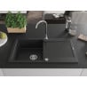 Mexen Leo gránit mosogató 1 tálcás csepegtetővel 900 x 500 mm, fekete, krómozott szifon - 6501901010-77