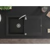 Mexen Leo gránit mosogató 1 tálcás csepegtetővel 900 x 500 mm, fekete, krómozott szifon - 6501901010-77