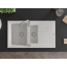 Mexen Matias Chiuvetă de granit de 1,5 compartiment cu picurător mic 900 x 505 mm, Albă - 6502901505-20