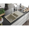 Mexen Matias chiuvetă de granit cu 1,5 compartimente și scurgător 900 x 505 mm, bej, sifon crom - 6502901505-69