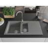 Mexen Matias chiuvetă din granit cu 1,5 compartimente și scurgător 900 x 505 mm, gri, sifon cromat - 6502901505-71