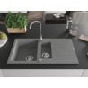 Mexen Matias kompozit gránit mosogató 1,5 medencés csepegtetővel 900 x 505 mm, szürke, krómozott szifon - 6502901505-71