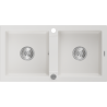Mexen Mario gránit mosogató kétmedencés 820 x 436 mm, fehér, króm szifon - 6504822000-20