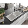 Mexen Mario 2-medencés gránit mosogató 820 x 436 mm, Fehér - 6504822000-20