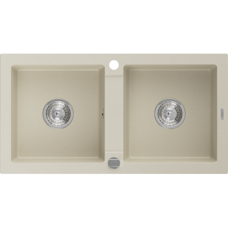 Mexen Mario chiuvetă din granit cu 2 compartimente 820 x 436 mm, bej, sifon crom - 6504822000-69