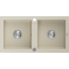 Mexen Mario chiuvetă din granit cu 2 compartimente 820 x 436 mm, bej, sifon crom - 6504822000-69