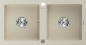 Mexen Mario chiuvetă din granit cu 2 compartimente 820 x 436 mm, bej, sifon crom - 6504822000-69