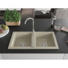 Mexen Mario kétmedencés gránit mosogató 820 x 436 mm, bézs, króm szifon - 6504822000-69