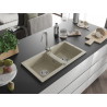 Mexen Mario chiuvetă din granit cu 2 compartimente 820 x 436 mm, bej, sifon crom - 6504822000-69