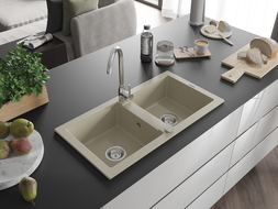 Mexen Mario Chiuvetă de granit cu 2 compartimente 820 x 436 mm, Bej - 6504822000-69