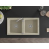 Mexen Mario kétmedencés gránit mosogató 820 x 436 mm, bézs, króm szifon - 6504822000-69