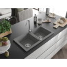 Mexen Mario gránitmosogató 2-medencés 820 x 436 mm, szürke, króm szifon - 6504822000-71