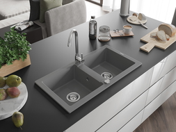 Mexen Mario Chiuvetă de granit cu 2 compartimente 820 x 436 mm, Gri - 6504822000-71