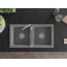 Mexen Mario gránit mosogató 2-medencés 820 x 436 mm, szürke, króm szifon - 6504822000-71