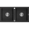 Mexen Mario chiuvetă granit 2 compartimente 820 x 436 mm, negru/argintiu metalic, sifon crom - 6504822000-73