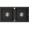 Mexen Mario 2-kamrás gránit mosogató 820 x 436 mm, fekete/arany metál, krómozott szifon - 6504822000-75