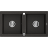 Mexen Mario chiuvetă de granit cu 2 compartimente 820 x 436 mm, negru/auriu metalic, sifon cromat - 6504822000-75