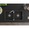 Mexen Mario chiuvetă de granit cu 2 compartimente 820 x 436 mm, negru/auriu metalic, sifon cromat - 6504822000-75