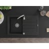 Mexen Bruno 1-medencés gránit mosogató edényszárítóval 795 x 495 mm, Fekete - 6513791010-77