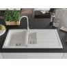 Mexen Andres chiuvetă de granit cu 1,5 cuve și scurgător 1000 x 500 mm, alb, sifon crom - 6515101510-20