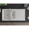Mexen Andres chiuvetă de granit cu 1,5 cuve și scurgător 1000 x 500 mm, alb, sifon crom - 6515101510-20