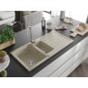 Mexen Andres chiuvetă din granit cu 1,5 compartimente și picurător 1000 x 500 mm, bej, sifon cromat - 6515101510-69