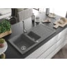 Mexen Andres chiuvetă din granit cu 1,5 compartimente și scurgător 1000 x 500 mm, gri, sifon crom - 6515101510-71