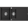 Mexen Andres chiuvetă de granit cu 1,5 compartimente și scurgător 1000 x 500 mm, negru/argintiu metalic, sifon crom