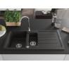 Mexen Andres chiuvetă de granit cu 1,5 compartimente cu scurgător 1000 x 500 mm, negru/auriu metalic, sifon crom