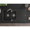 Mexen Andres chiuvetă din granit cu 1,5 camere și scurgător 1000 x 500 mm, negru/auriu metalic, sifon crom - 6515101510-75