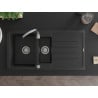 Mexen Andres Chiuvetă de granit cu 1,5 compartiment cu picurător 1000 x 500 mm, Neagră - 6515101510-77