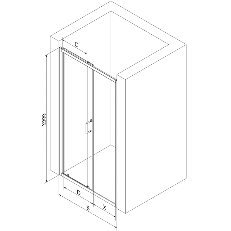Mexen Apia toló zuhanyajtó 100 cm, áttetsző, fekete - 845-100-000-70-00