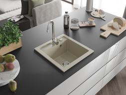 Mexen Vito chiuvetă de granit cu 1 compartiment 520 x 490 mm, bej, sifon crom - 6503521000-69