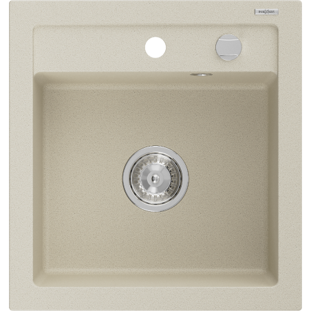 Mexen Vito 1-medencés gránit mosogató 520 x 490 mm, bézs, króm szifon - 6503521000-69