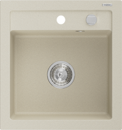 Mexen Vito 1-medencés gránit mosogató 520 x 490 mm, bézs, króm szifon - 6503521000-69