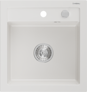 Mexen Vito 1-medencés gránit mosogató 520 x 490 mm, fehér, króm szifon - 6503521000-20