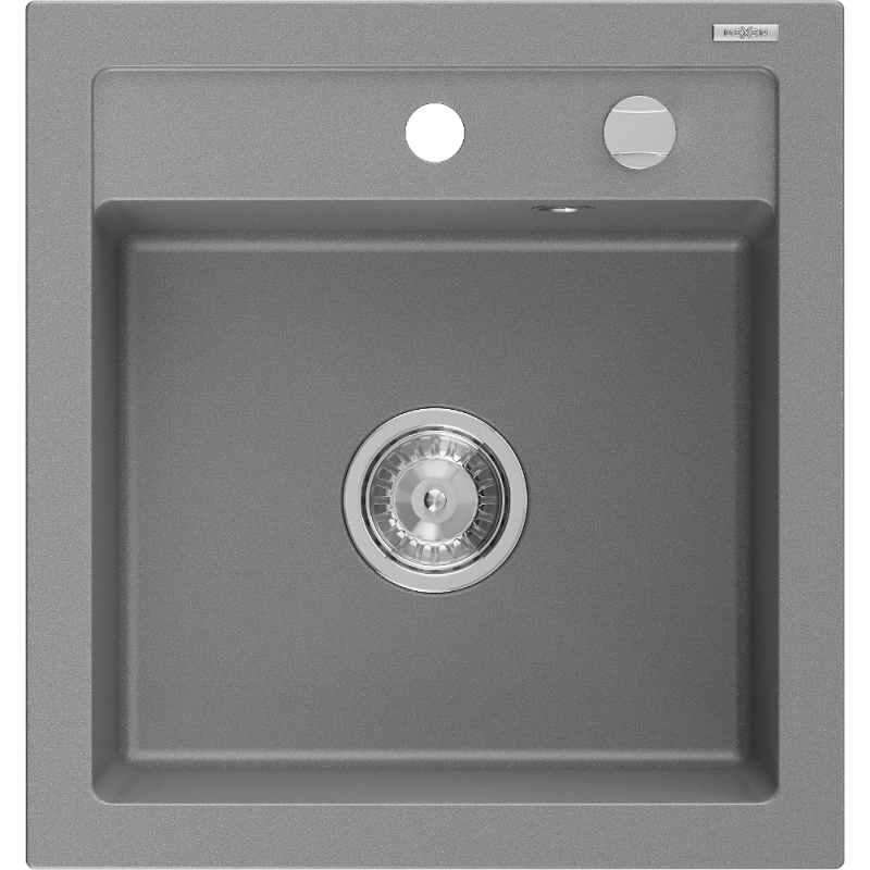 Mexen Vito chiuvetă de granit 1-cameră 520 x 490 mm, gri, sifon crom - 6503521000-71