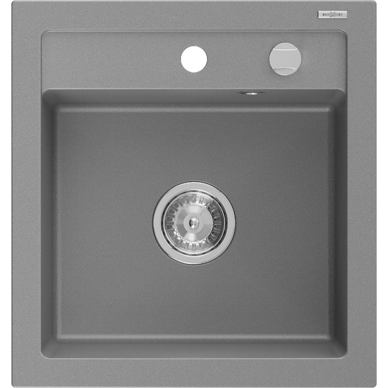 Mexen Vito chiuvetă de granit cu 1 compartiment 520 x 490 mm, gri, sifon crom - 6503521000-71