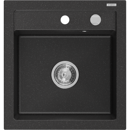 Mexen Vito chiuvetă de bucătărie granit 1-cameră 520 x 490 mm, negru/argintiu metalizat, sifon crom - 6503521000-73