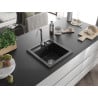 Mexen Vito chiuvetă de granit cu 1 compartiment 520 x 490 mm, Neagră/Argintiu metalic - 6503521000-73