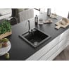 Mexen Vito chiuvetă de granit cu 1 compartiment 520 x 490 mm, Neagră/Auriu metalic - 6503521000-75