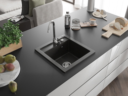Mexen Vito 1-medencés gránit mosogató 520 x 490 mm, Fekete/Fém arany - 6503521000-75