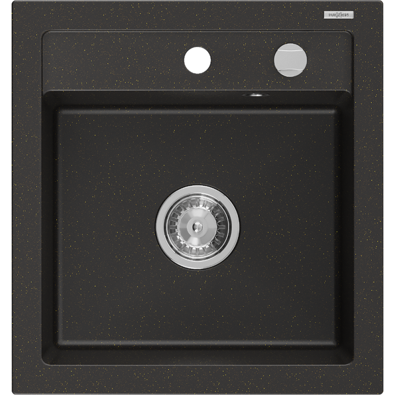 Mexen Vito chiuvetă de granit cu 1 compartiment 520 x 490 mm, Neagră/Auriu metalic - 6503521000-75