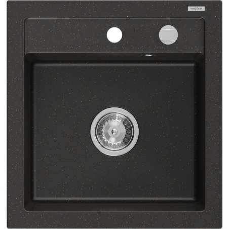 Mexen Vito chiuvetă de granit cu 1 compartiment 520 x 490 mm, Neagră/Auriu metalic - 6503521000-75