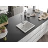 Mexen Milo egymedencés gránit mosogató 435 x 410 mm, fehér, króm szifon - 6505441000-20
