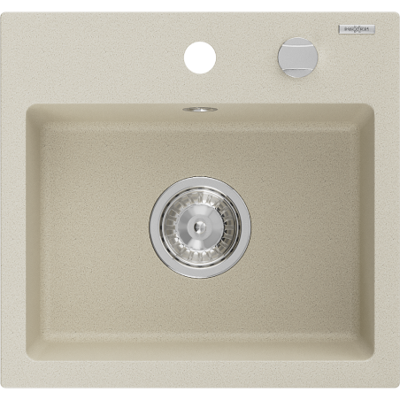 Mexen Milo 1-medencés gránit mosogató 435 x 410 mm, bézs, króm szifonnal - 6505441000-69