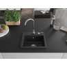 Mexen Milo gránit mosogató 1-medencés 435 x 410 mm, fekete/ezüst metál, krómozott szifon - 6505441000-73