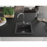 Mexen Milo gránit egymedencés mosogató 435 x 410 mm, fekete színű, krómszifonnal - 6505441000-76